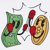 Bitcoin Vs Money Boxing Fight USA-Made Doggie Bandana