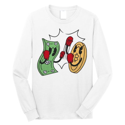 Bitcoin Vs Money Boxing Fight Long Sleeve Shirt