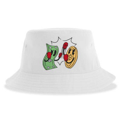 Bitcoin Vs Money Boxing Fight Sustainable Bucket Hat