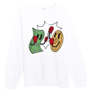 Bitcoin Vs Money Boxing Fight Premium Crewneck Sweatshirt