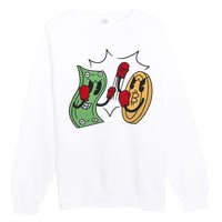 Bitcoin Vs Money Boxing Fight Premium Crewneck Sweatshirt