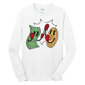 Bitcoin Vs Money Boxing Fight Tall Long Sleeve T-Shirt