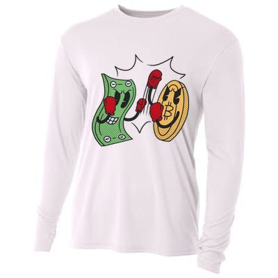 Bitcoin Vs Money Boxing Fight Cooling Performance Long Sleeve Crew