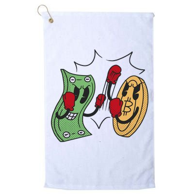 Bitcoin Vs Money Boxing Fight Golf Towel