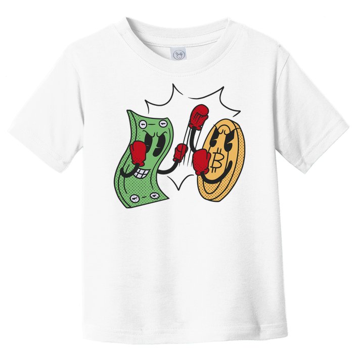 Bitcoin Vs Money Boxing Fight Toddler T-Shirt