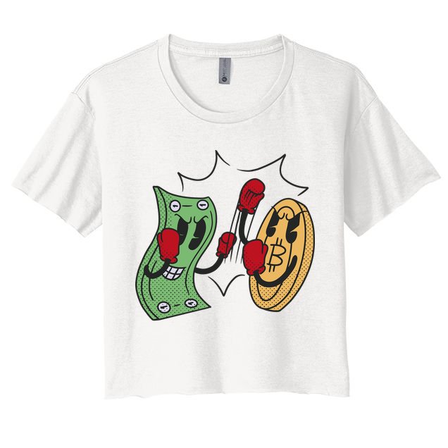 Bitcoin Vs Money Boxing Fight Crop Top
