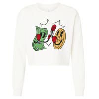 Bitcoin Vs Money Boxing Fight Cropped Pullover Crew