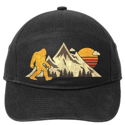 Bigfoot Vintage Mountain Sun Sasquatch Camping Camper 7-Panel Snapback Hat