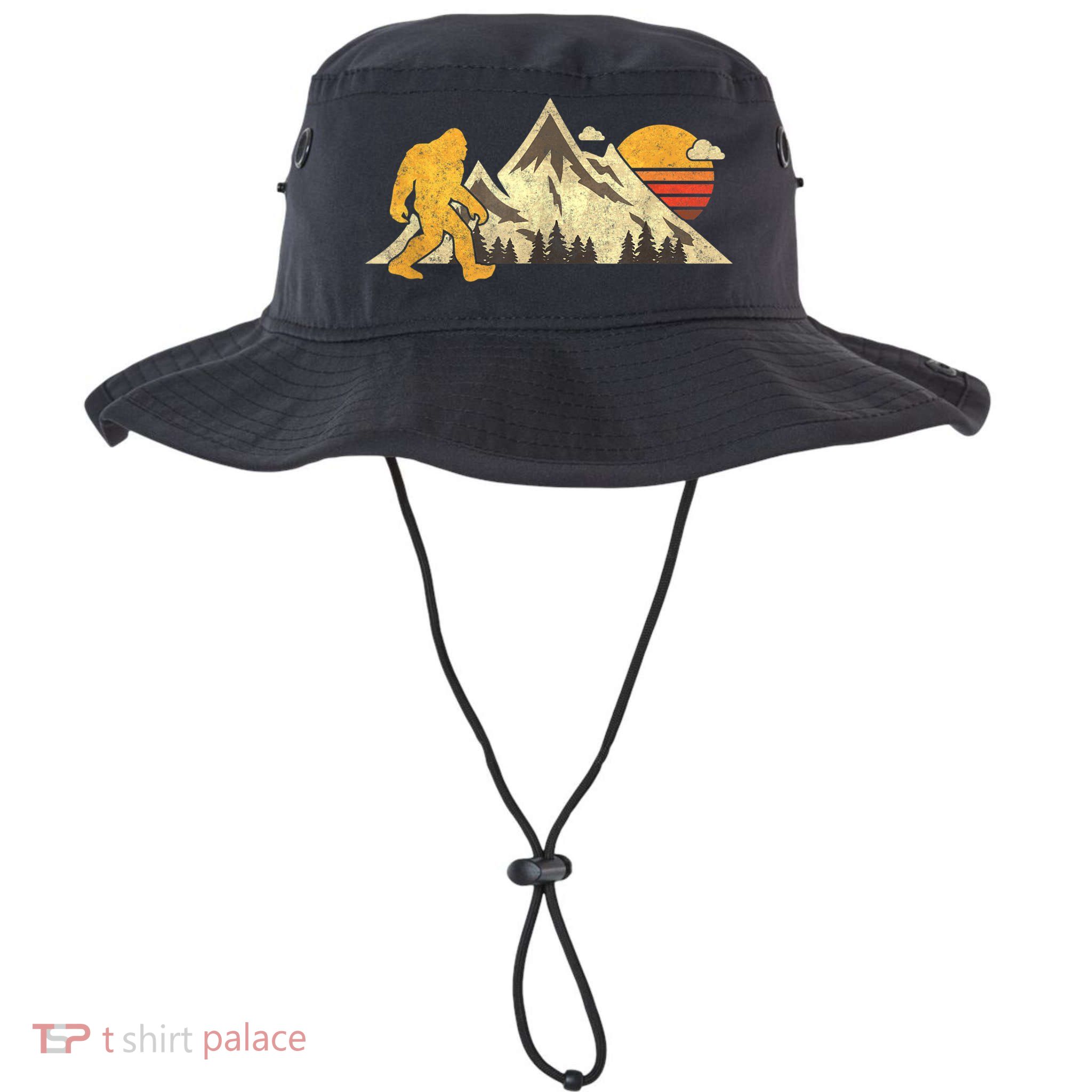 Bigfoot Vintage Mountain Sun Sasquatch Camping Camper Bucket Hat