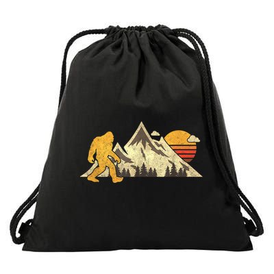 Bigfoot Vintage Mountain Sun Sasquatch Camping Camper Drawstring Bag