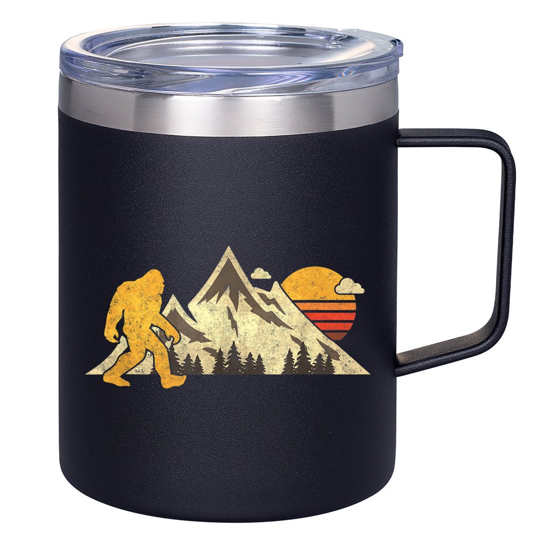 Bigfoot Vintage Mountain Sun Sasquatch Camping Camper 12oz Stainless Steel Coffee Mug