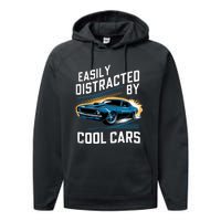 Boy Vintage Muscle Car Easily Distracted By Cool Cars Performance Fleece Hoodie