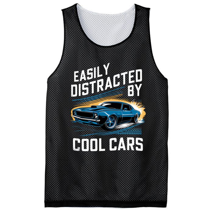 Boy Vintage Muscle Car Easily Distracted By Cool Cars Mesh Reversible Basketball Jersey Tank