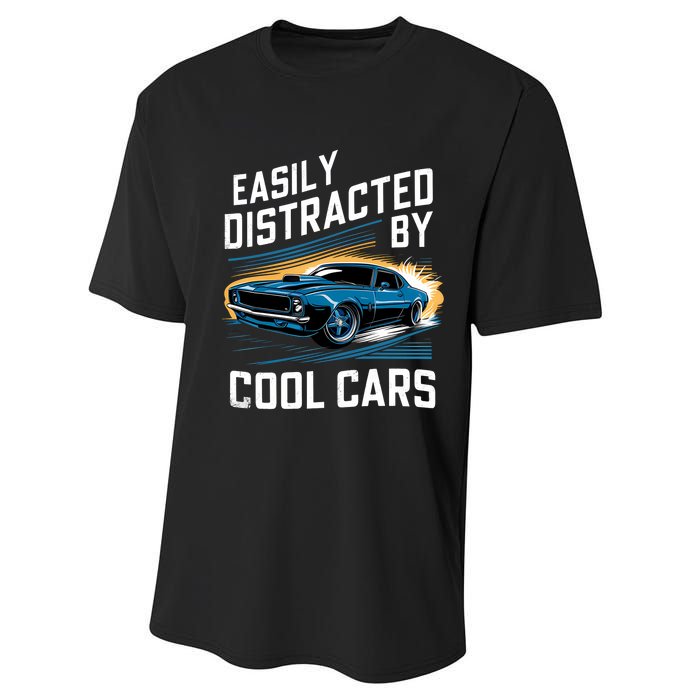 Boy Vintage Muscle Car Easily Distracted By Cool Cars Performance Sprint T-Shirt