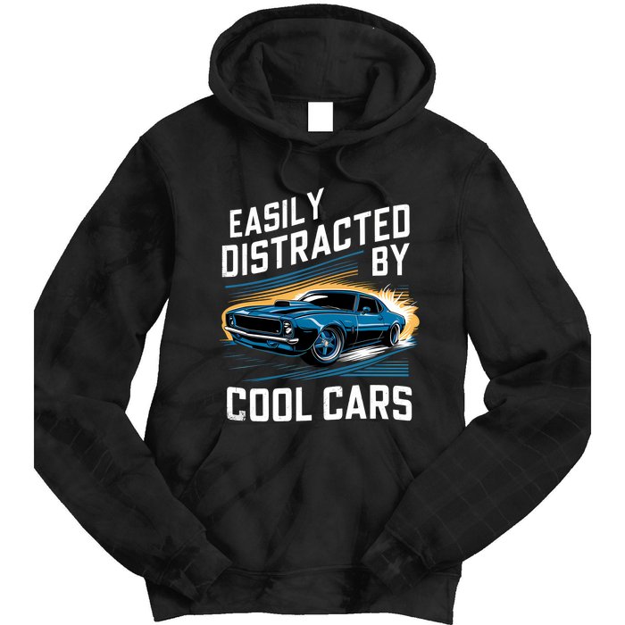 Boy Vintage Muscle Car Easily Distracted By Cool Cars Tie Dye Hoodie