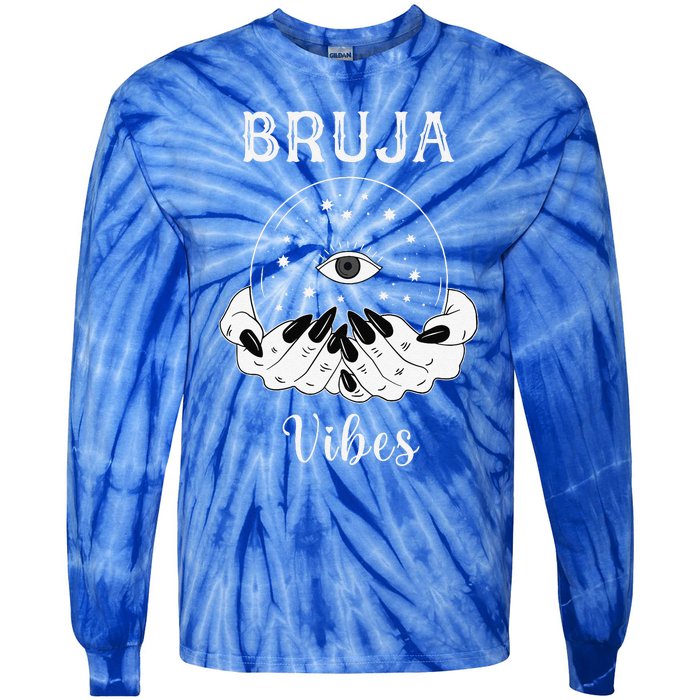 Bruja Vibes Mexican Dia De Muertos Halloween Bruja Tie-Dye Long Sleeve Shirt