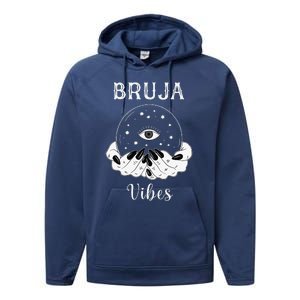 Bruja Vibes Mexican Dia De Muertos Halloween Bruja Performance Fleece Hoodie