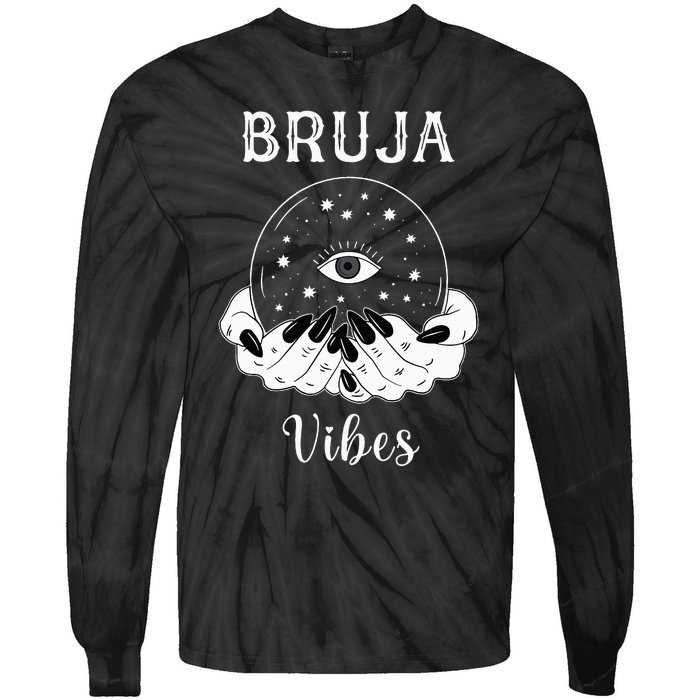 Bruja Vibes Mexican Dia de Muertos Halloween Bruja Tie-Dye Long Sleeve Shirt