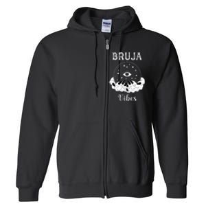 Bruja Vibes Mexican Dia de Muertos Halloween Bruja Full Zip Hoodie