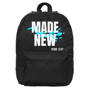 Bible Verse Made New Christian Baptism Christian Bible 16 in Basic Backpack