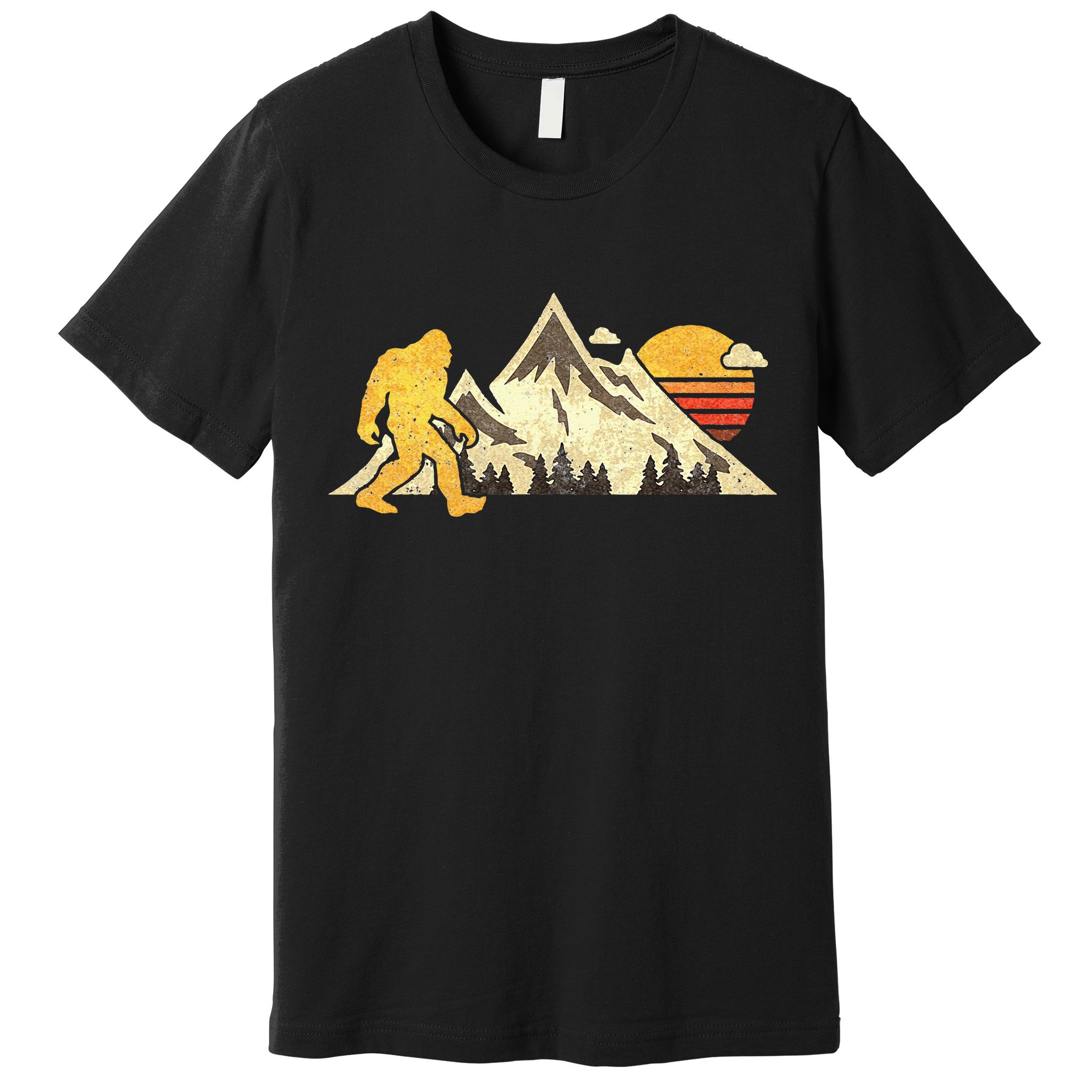 Bigfoot Vintage Mountain Sun Sasquatch Camping Hiking Premium T-Shirt