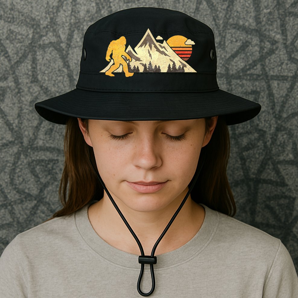 Bigfoot Vintage Mountain Sun Sasquatch Camping Hiking Bucket Hat