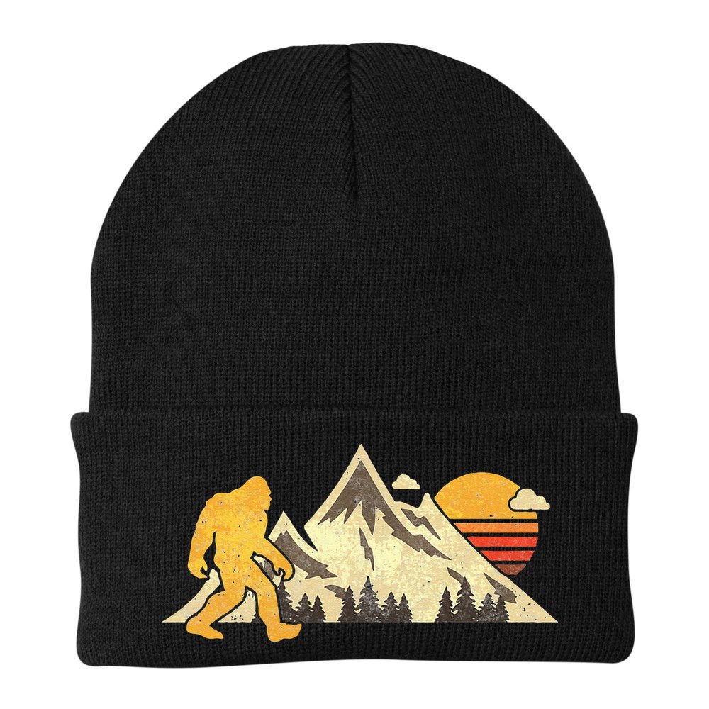 Bigfoot Vintage Mountain Sun Sasquatch Camping Hiking Beanie
