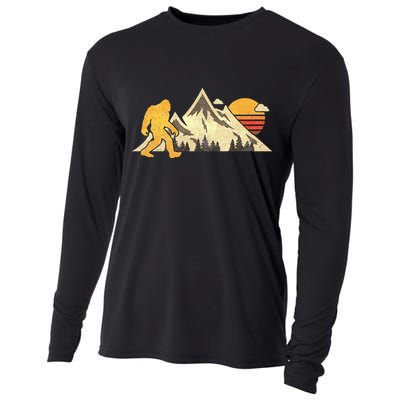 Bigfoot Vintage Mountain Sun Sasquatch Camping Hiking Cooling Performance Long Sleeve Crew