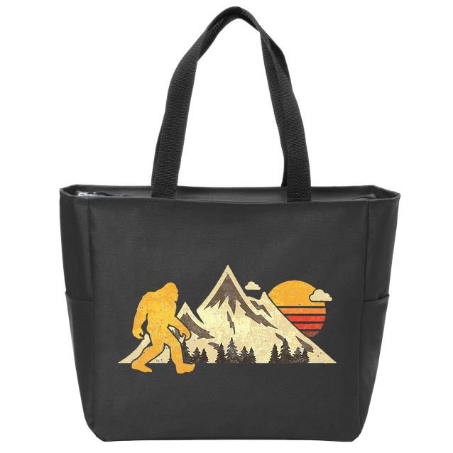 Bigfoot Vintage Mountain Sun Sasquatch Camping Hiking Zip Tote Bag