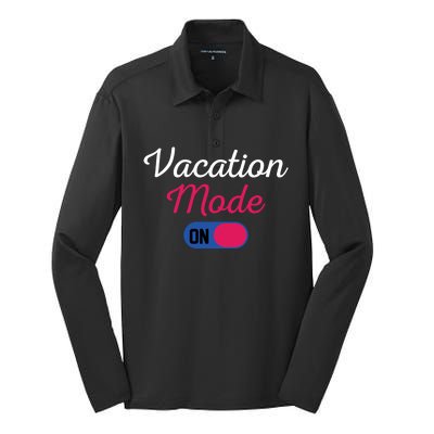 Beach Vacation Mode Tropical Vacation Mode On Gift Silk Touch Performance Long Sleeve Polo