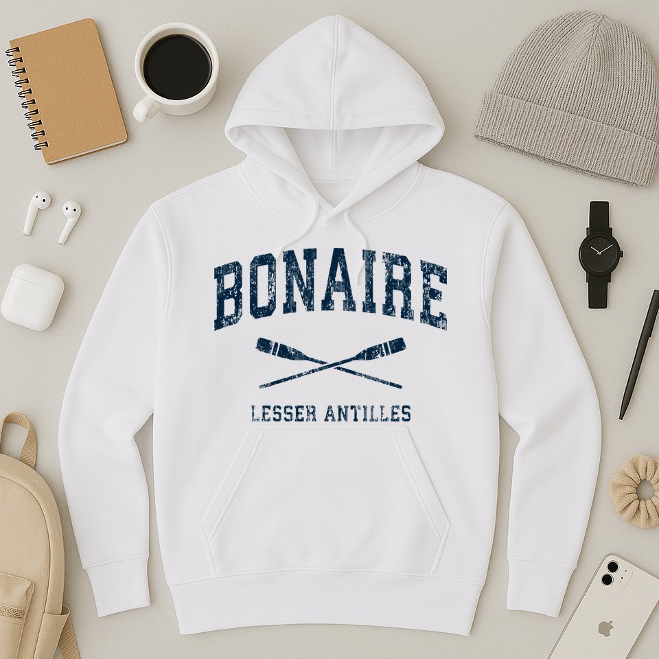 Bonaire Vintage Nautical Paddles Sports Oars Hoodie