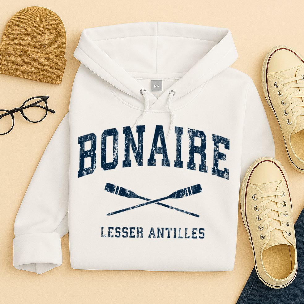 Bonaire Vintage Nautical Paddles Sports Oars Hoodie
