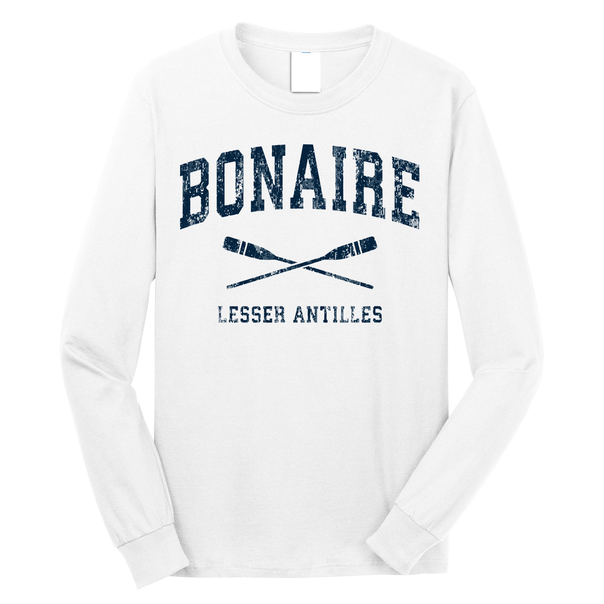 Bonaire Vintage Nautical Paddles Sports Oars Long Sleeve Shirt