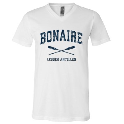 Bonaire Vintage Nautical Paddles Sports Oars V-Neck T-Shirt