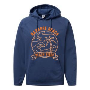 Beach Vibes Navarre Beach Summer Florida Tropical Surfing Great Gift Performance Fleece Hoodie