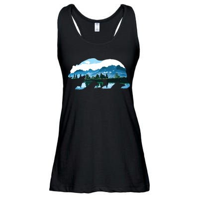 Bear Vintage National Park Bear Wildlife Mountains Ladies Essential Flowy Tank