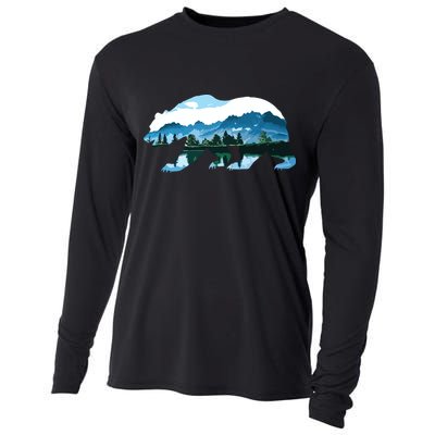 Bear Vintage National Park Bear Wildlife Mountains Cooling Performance Long Sleeve Crew