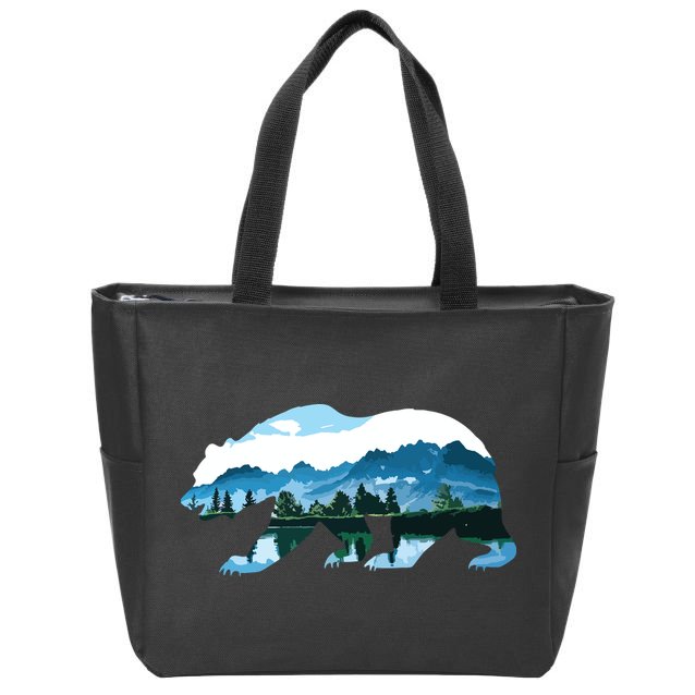 Bear Vintage National Park Bear Wildlife Mountains Zip Tote Bag