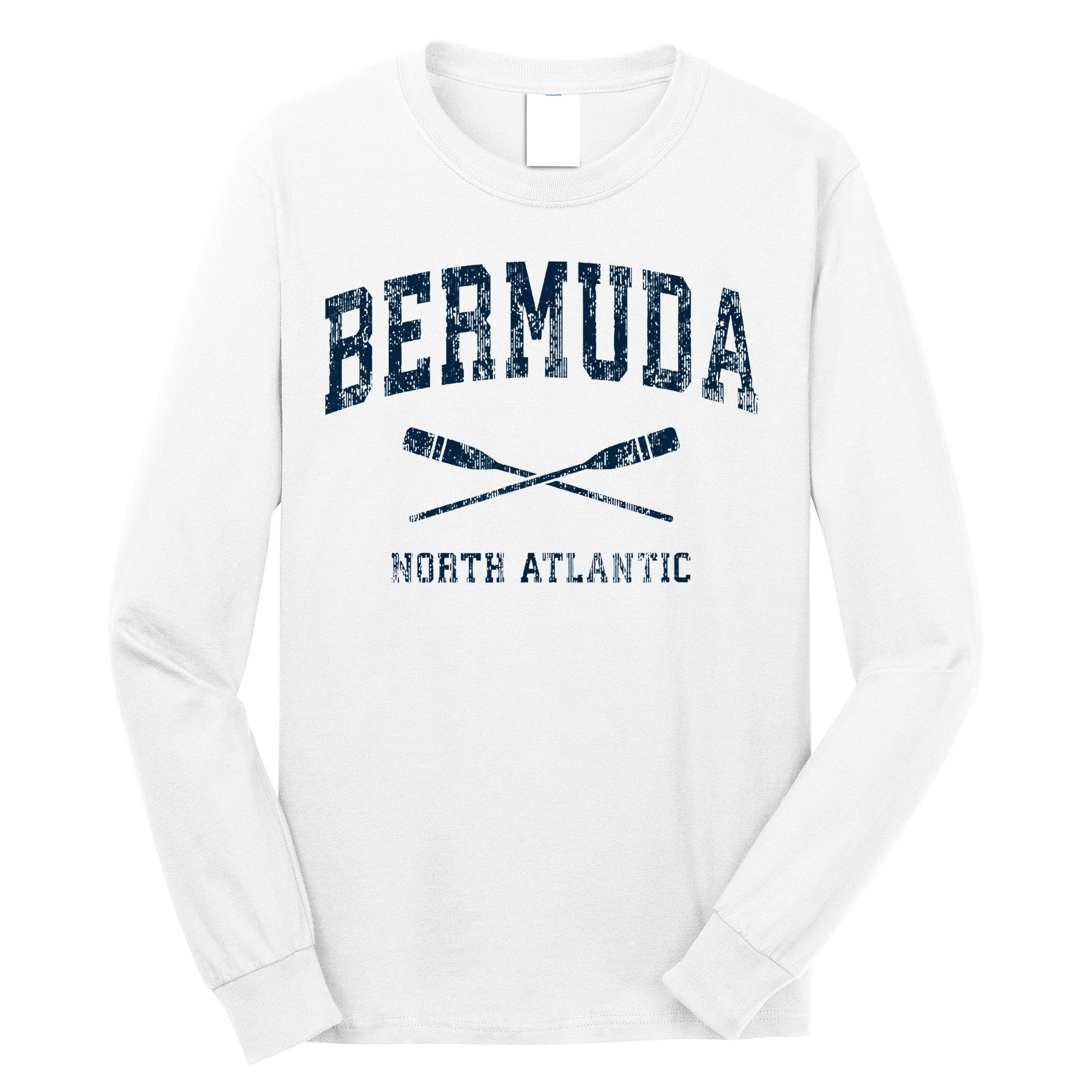 Bermuda Vintage Nautical Paddles Sports Oars Long Sleeve Shirt