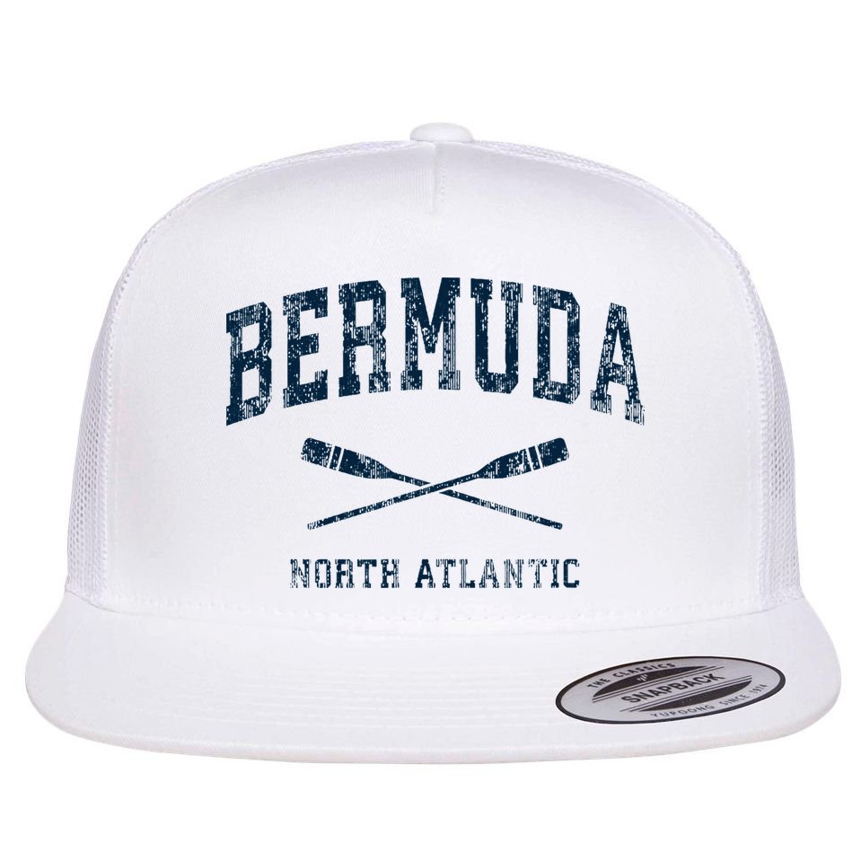 Bermuda Vintage Nautical Paddles Sports Oars Flat Bill Trucker Hat