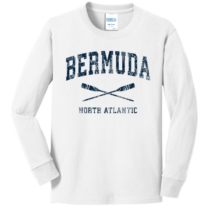 Bermuda Vintage Nautical Paddles Sports Oars Kids Long Sleeve Shirt