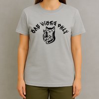 Bad Vibes Only Cat Drinking Rock Metal Style T-Shirt