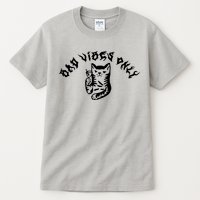 Bad Vibes Only Cat Drinking Rock Metal Style Tall T-Shirt