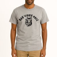 Bad Vibes Only Cat Drinking Rock Metal Style Tall T-Shirt