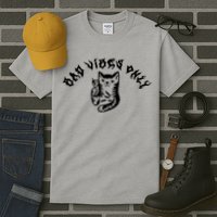 Bad Vibes Only Cat Drinking Rock Metal Style Tall T-Shirt