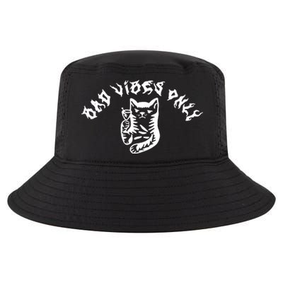 Bad Vibes Only Cat Drinking Rock Metal Style Cool Comfort Performance Bucket Hat
