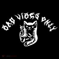 Bad Vibes Only Cat Drinking Rock Metal Style Flexfit Unipanel Trucker Cap