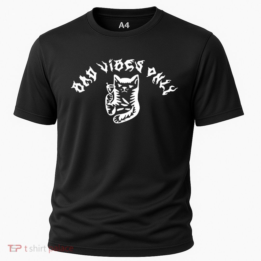 Bad Vibes Only Cat Drinking Rock Metal Style Performance Shirt