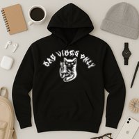 Bad Vibes Only Cat Drinking Rock Metal Style Hoodie