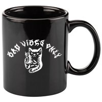 Bad Vibes Only Cat Drinking Rock Metal Style 11oz C Handle Ceramic Mug